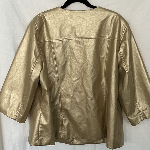 SAGHarbor Blazer Women's Size 2X Metallic Gold Linen Blend - Picture 5 of 8